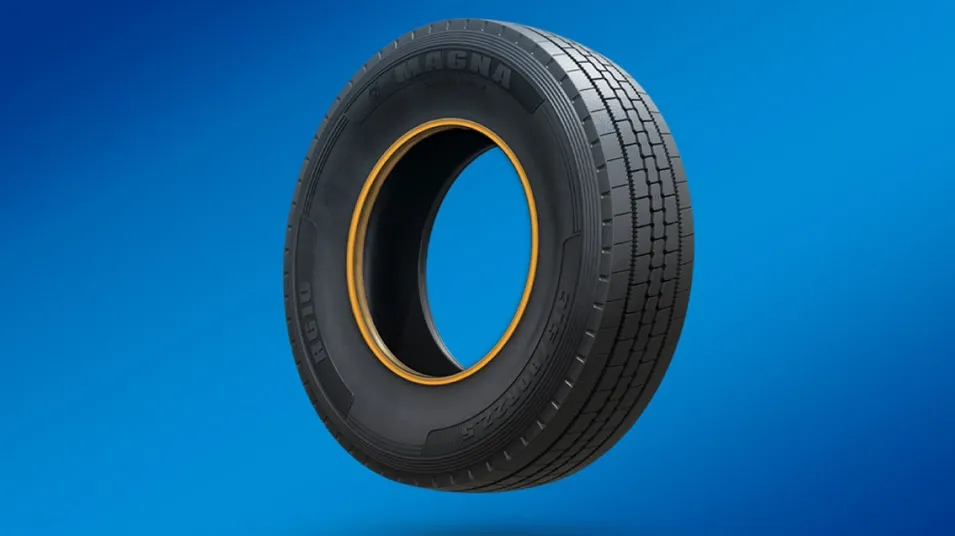 Magne tyre on blue background