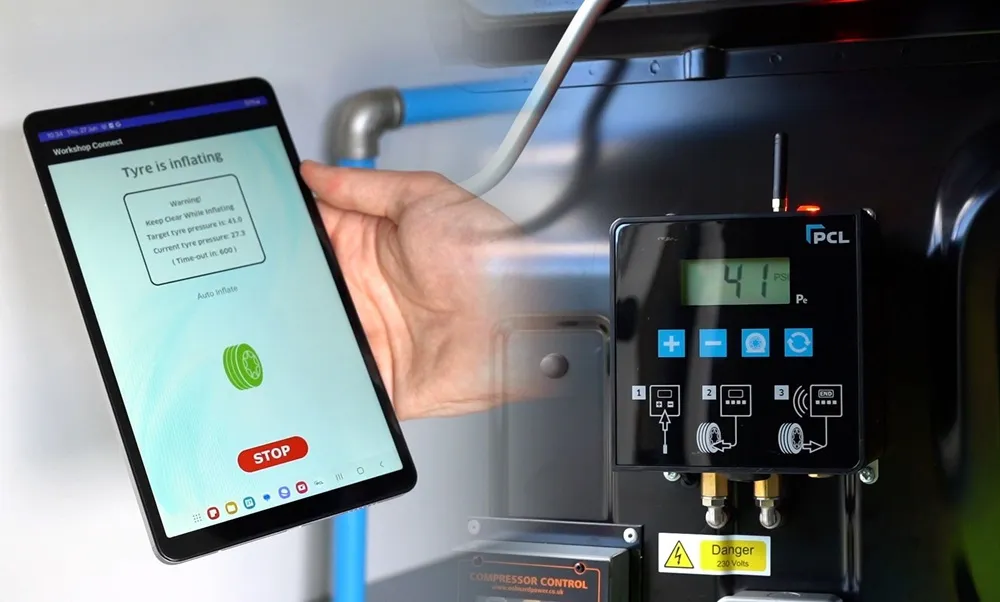 Image of the PCL Tyre Inflator with tablet