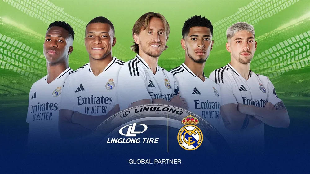 Real Madrid Players with Linglong Tire logo