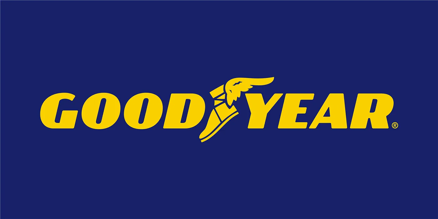 Image of the Goodyear logo in yellow on a blue background