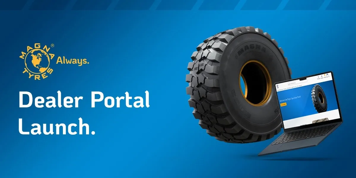 Magne Tyres Dealer Portal Graphic with Tyre and Laptop