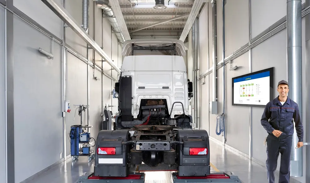 Image of a truck in the Goodyear Checkpoint workshop